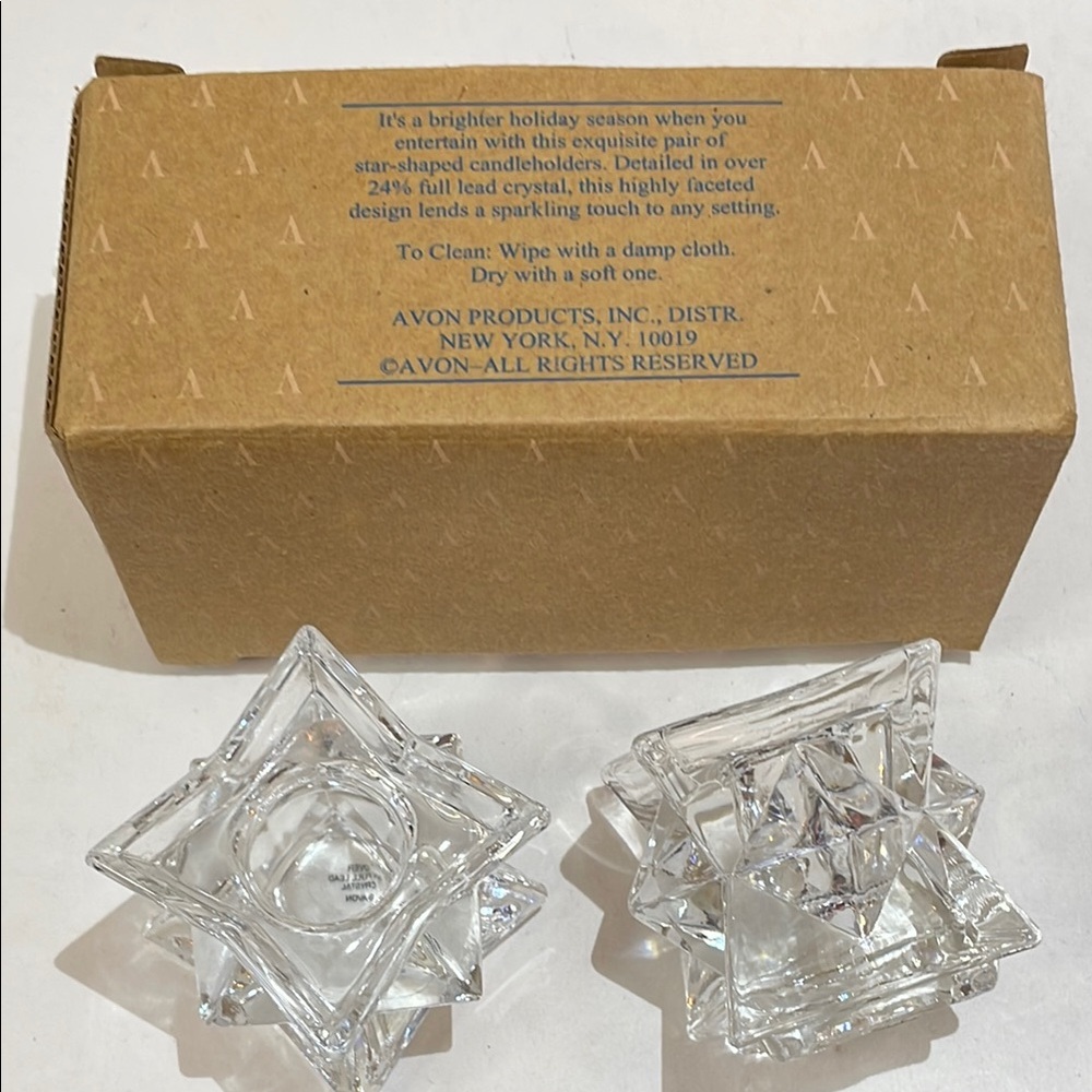 AVON Set of 2 Crystal Candle Holders - Picture 4 of 6